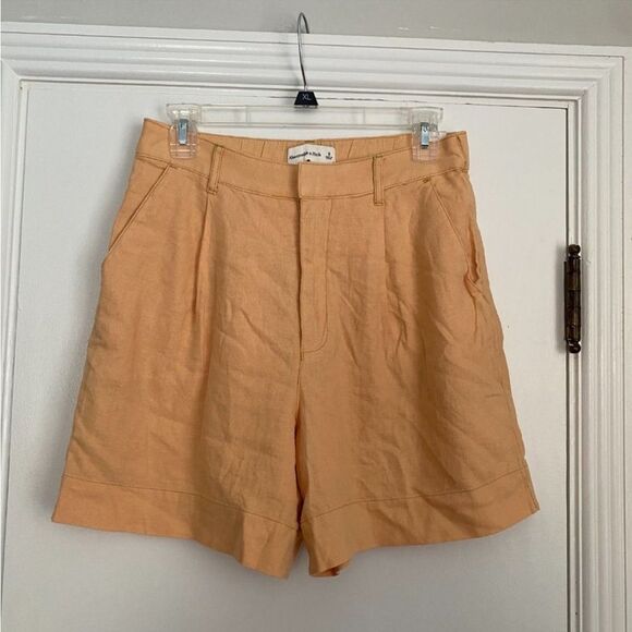 Abercrombie & Fitch linen Bermuda Tailored Orange shorts L NWT - Picture 2 of 14